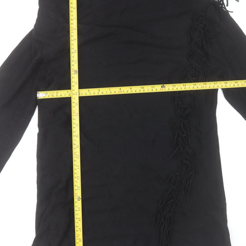 Gerard Women’s Black Cowl Neck Fringe Tunic Jumper Size M