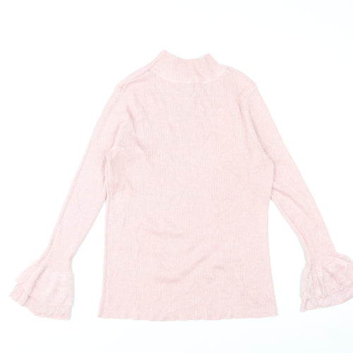 Lauren Taylor Women Pink L/XL Mock Neck Long Sleeve Jumper