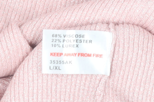 Lauren Taylor Women Pink L/XL Mock Neck Long Sleeve Jumper