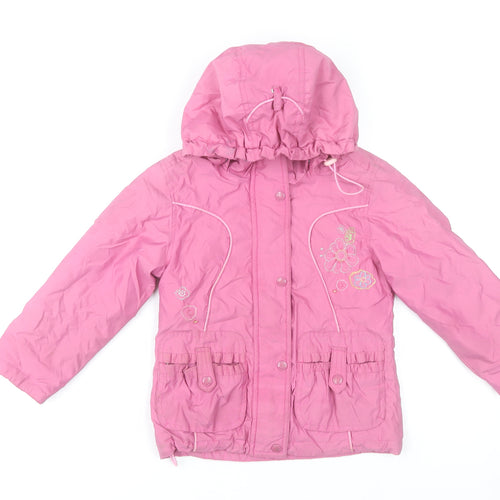 Diva Club Girls Pink Hooded Padded Floral Embroidered Winter Jacket 3 Years