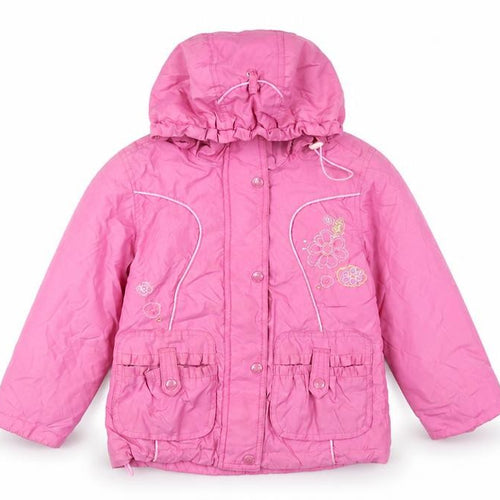 Diva Club Girls Pink Hooded Padded Floral Embroidered Winter Jacket 3 Years