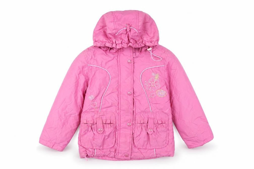 Diva Club Girls Pink Hooded Padded Floral Embroidered Winter Jacket 3 Years