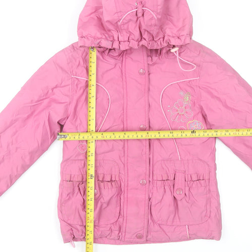 Diva Club Girls Pink Hooded Padded Floral Embroidered Winter Jacket 3 Years