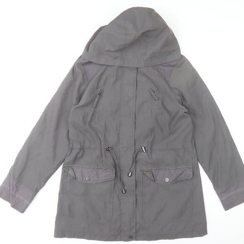 Debenhams Women’s Grey Parka Jacket Size 14 Hooded Mid-Length