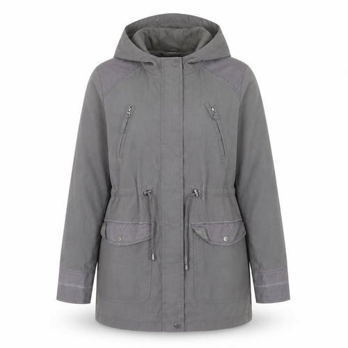 Debenhams Women’s Grey Parka Jacket Size 14 Hooded Mid-Length