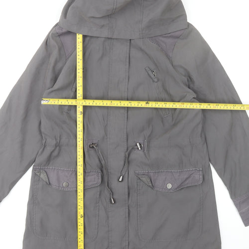 Debenhams Women’s Grey Parka Jacket Size 14 Hooded Mid-Length