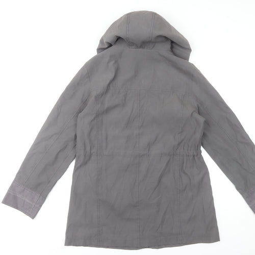 Debenhams Women’s Grey Parka Jacket Size 14 Hooded Mid-Length