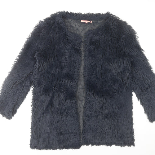 Oh My Love Women’s Black Faux Fur Mid-Length Coat Size M