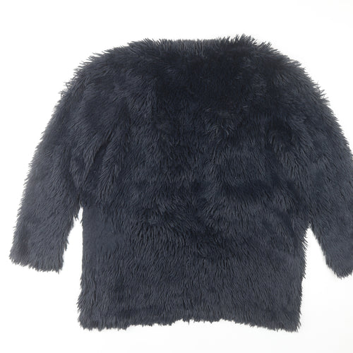Oh My Love Women’s Black Faux Fur Mid-Length Coat Size M