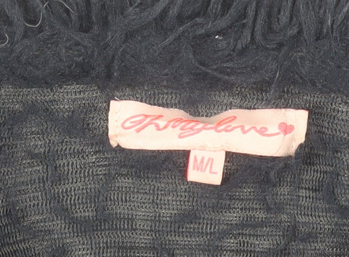 Oh My Love Women’s Black Faux Fur Mid-Length Coat Size M