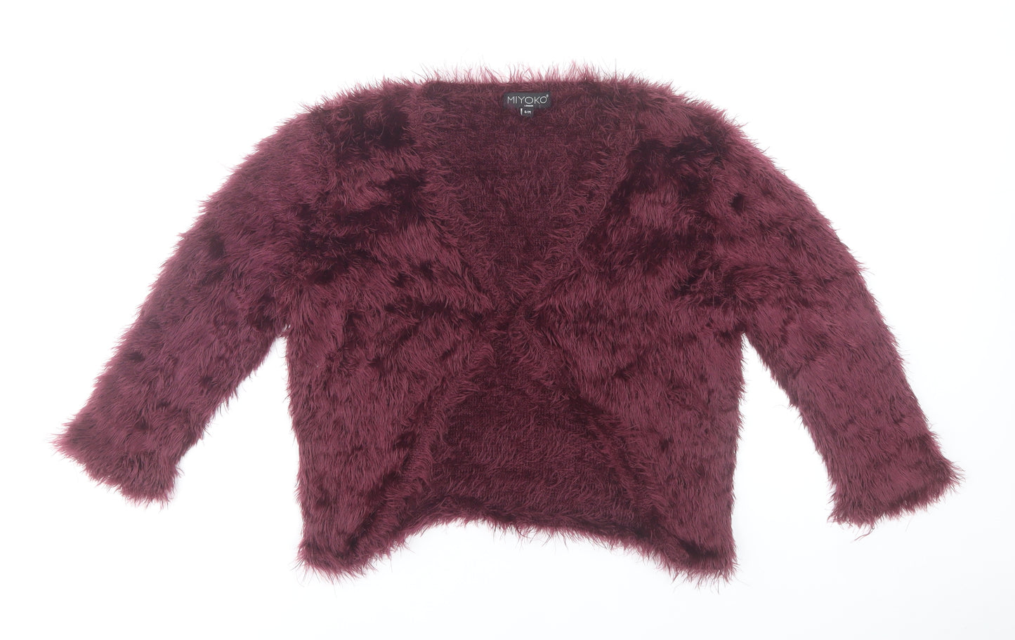 Miyoko Women’s Purple Faux Fur Open Knit Cardigan S