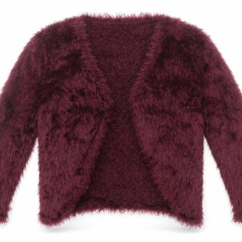 Miyoko Women’s Purple Faux Fur Open Knit Cardigan S