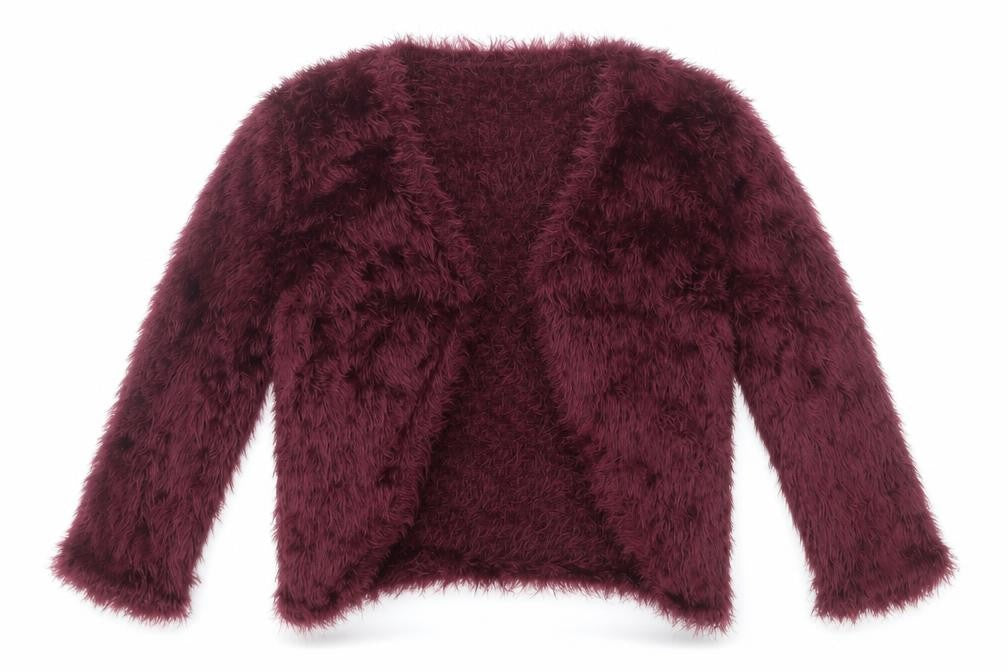 Miyoko Women’s Purple Faux Fur Open Knit Cardigan S