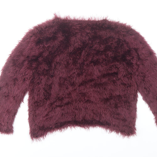 Miyoko Women’s Purple Faux Fur Open Knit Cardigan S