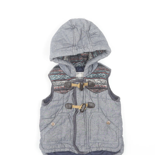 Marks and Spencer Unisex Baby Grey Quilted Hooded Waistcoat 18-24 Months