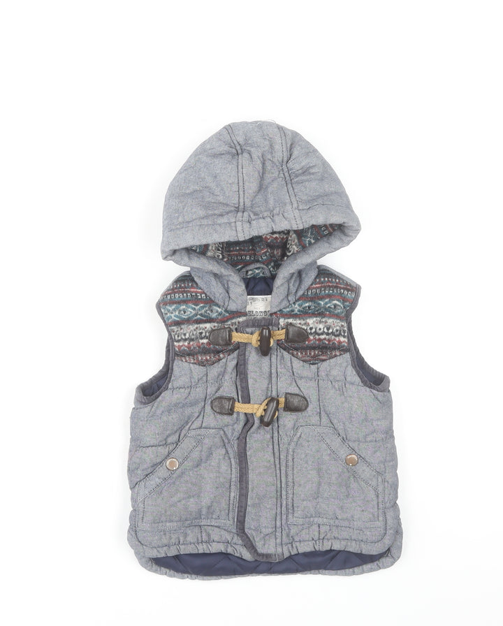 Marks and Spencer Unisex Baby Grey Quilted Hooded Waistcoat 18-24 Months