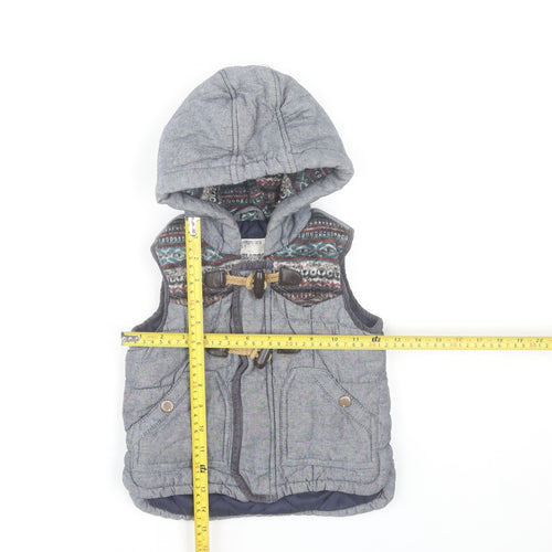 Marks and Spencer Unisex Baby Grey Quilted Hooded Waistcoat 18-24 Months