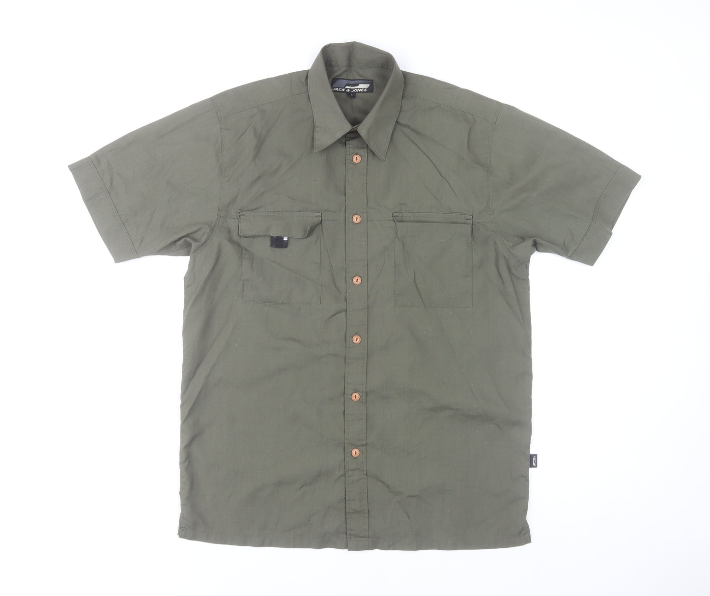Jack & Jones Men’s Green Short Sleeve Button-Up Casual Shirt Size S