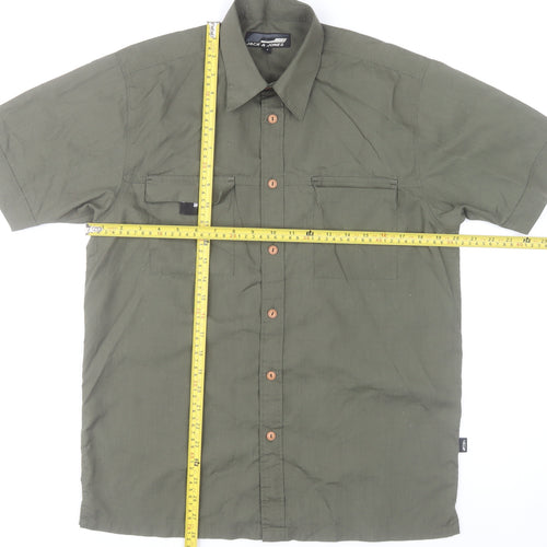 Jack & Jones Men’s Green Short Sleeve Button-Up Casual Shirt Size S