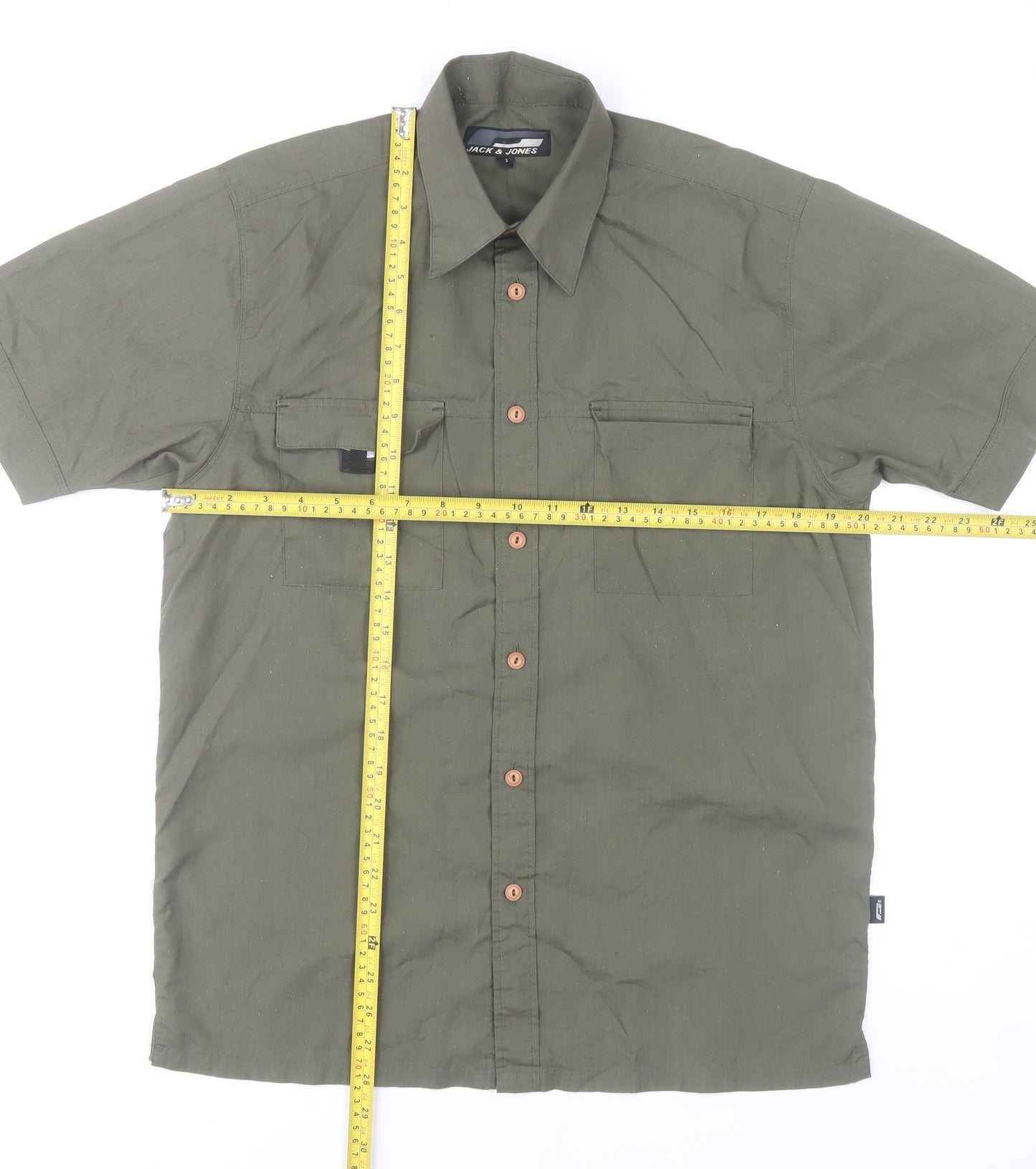 Jack & Jones Men’s Green Short Sleeve Button-Up Casual Shirt Size S