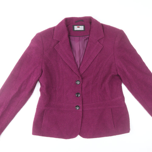 KSTN by Kirsten Women's Purple Wool Blazer Size 14 Slim Fit Lined Jacket
