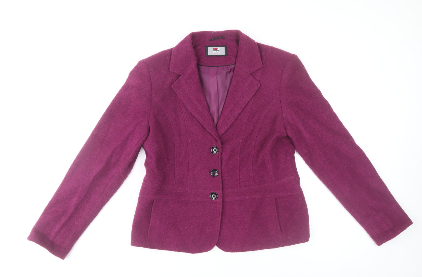 KSTN by Kirsten Women's Purple Wool Blazer Size 14 Slim Fit Lined Jacket