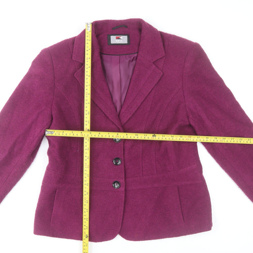 KSTN by Kirsten Women's Purple Wool Blazer Size 14 Slim Fit Lined Jacket