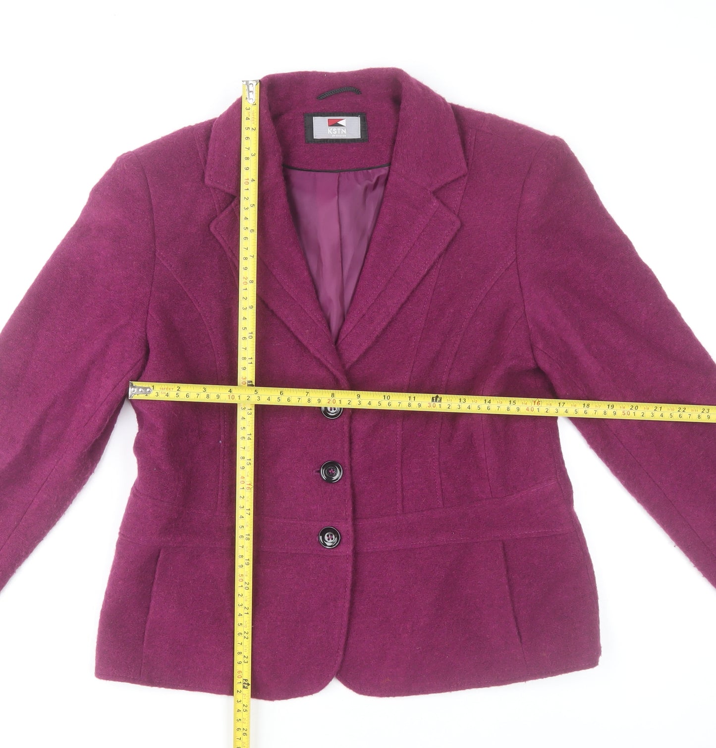 KSTN by Kirsten Women's Purple Wool Blazer Size 14 Slim Fit Lined Jacket