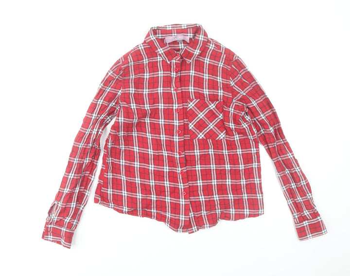 Elise Clemence Women’s Red Check Cotton Button-Up Shirt UK 10