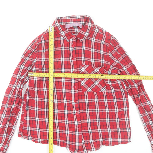 Elise Clemence Women’s Red Check Cotton Button-Up Shirt UK 10
