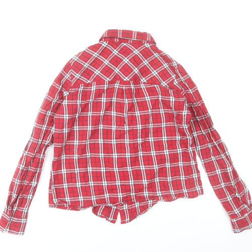 Elise Clemence Women’s Red Check Cotton Button-Up Shirt UK 10