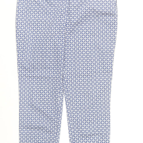 Dunnes Stores Womens Blue Geometric Stretch Cotton Trousers Size 10