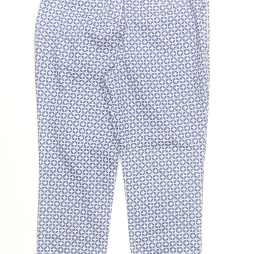 Dunnes Stores Womens Blue Geometric Stretch Cotton Trousers Size 10