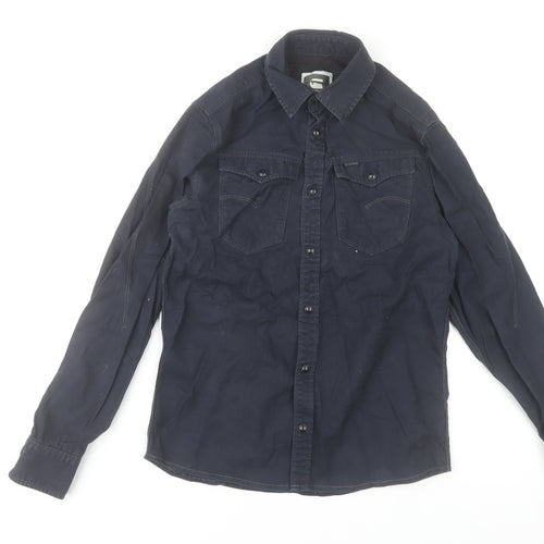 G-Star Raw Men's Blue Slim Fit Long Sleeve Button-Up Shirt Size S