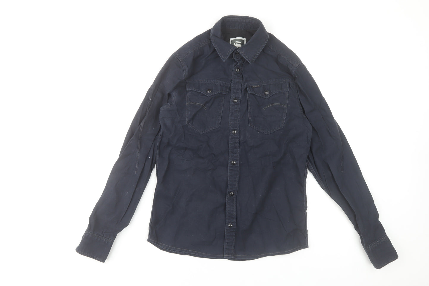 G-Star Raw Men's Blue Slim Fit Long Sleeve Button-Up Shirt Size S