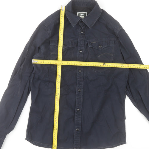 G-Star Raw Men's Blue Slim Fit Long Sleeve Button-Up Shirt Size S