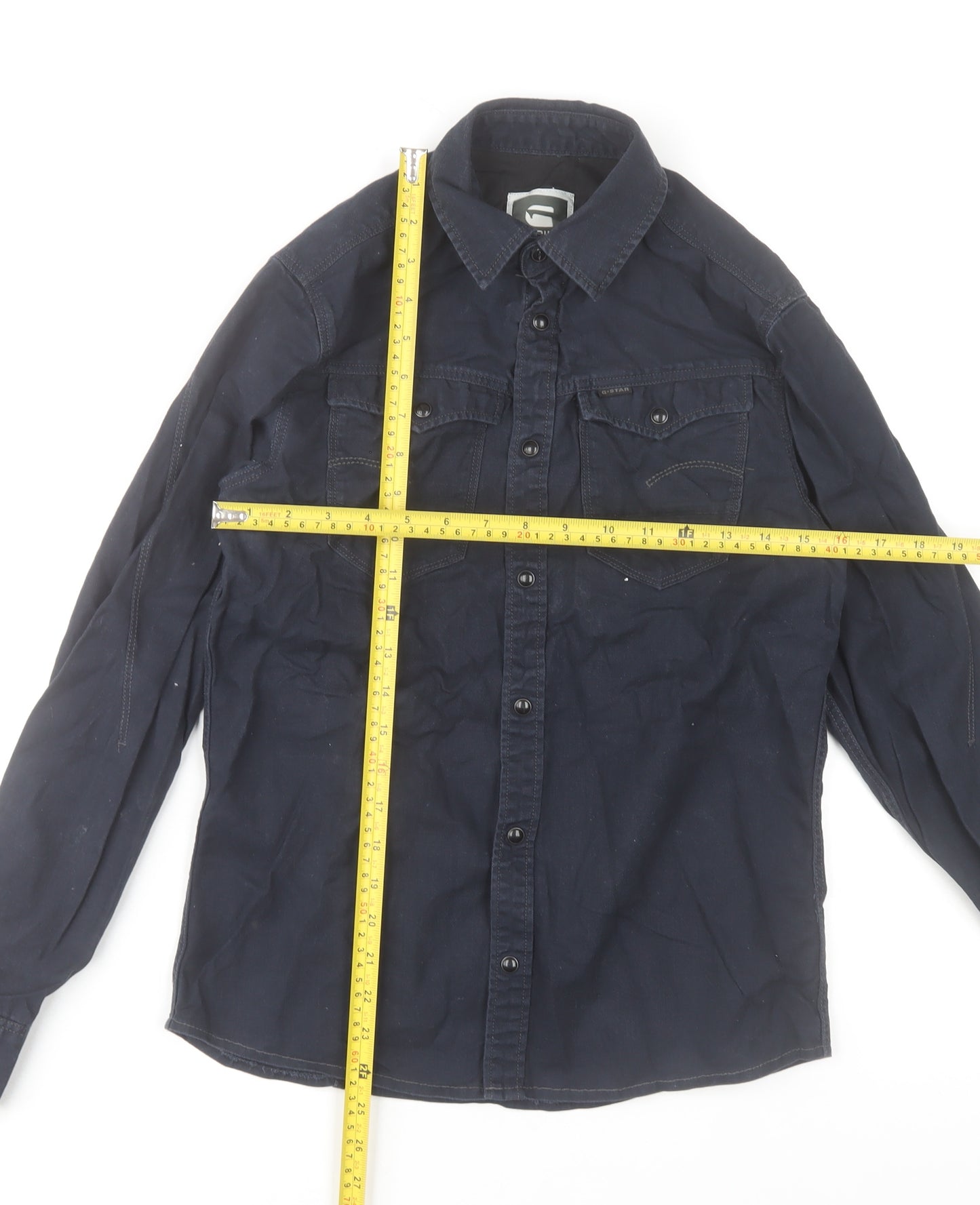 G-Star Raw Men's Blue Slim Fit Long Sleeve Button-Up Shirt Size S