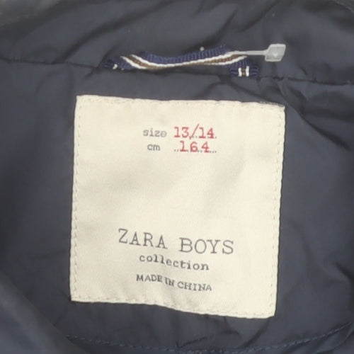 Zara Boys Blue Polyurethane Mid-Length Jacket 13-14 Years