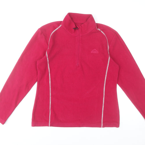 McKINLEY Womens Red Fleece Pullover Sweatshirt UK 16 1/2 Zip Polyester