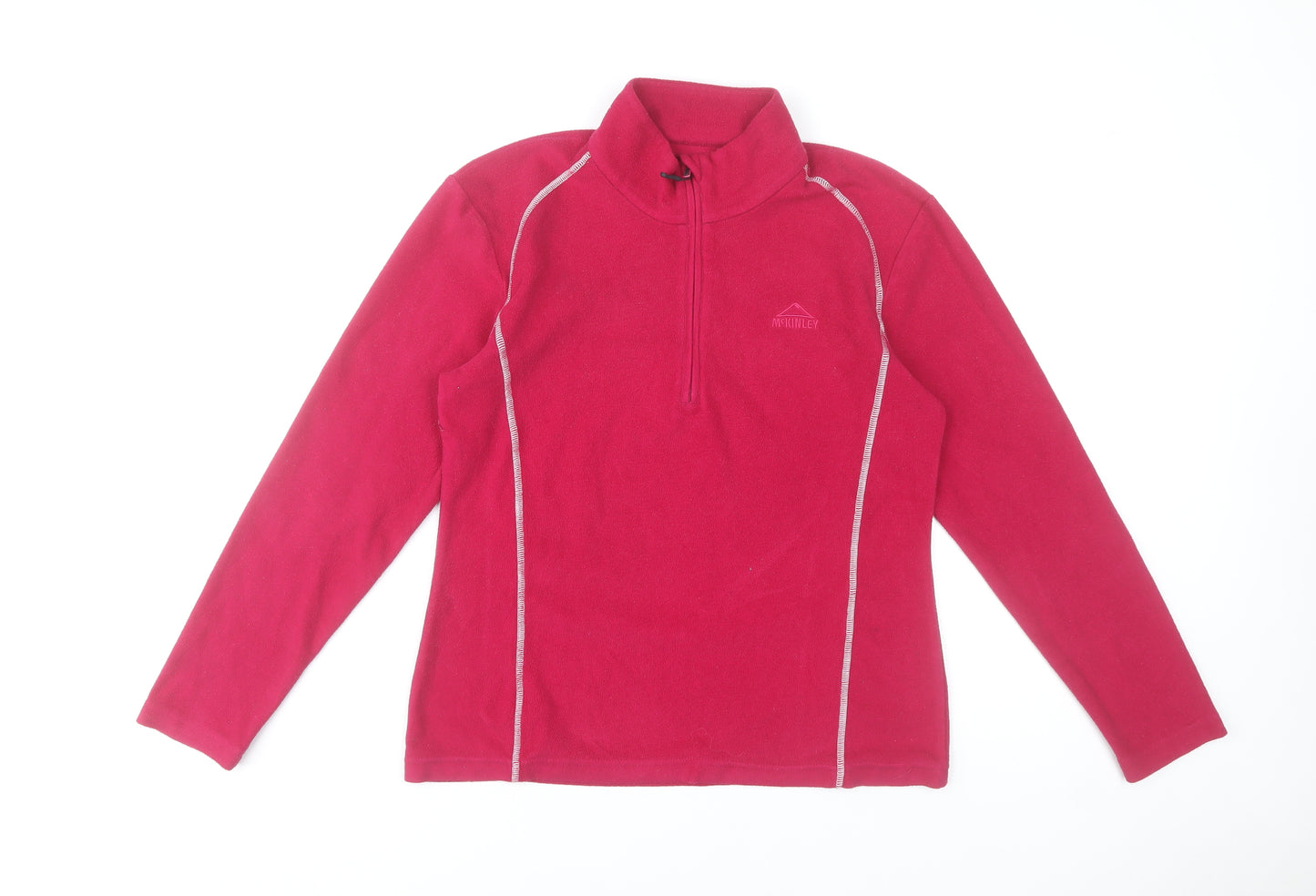 McKINLEY Womens Red Fleece Pullover Sweatshirt UK 16 1/2 Zip Polyester