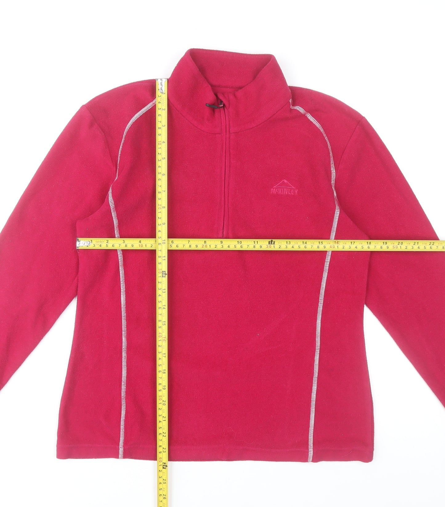 McKINLEY Womens Red Fleece Pullover Sweatshirt UK 16 1/2 Zip Polyester