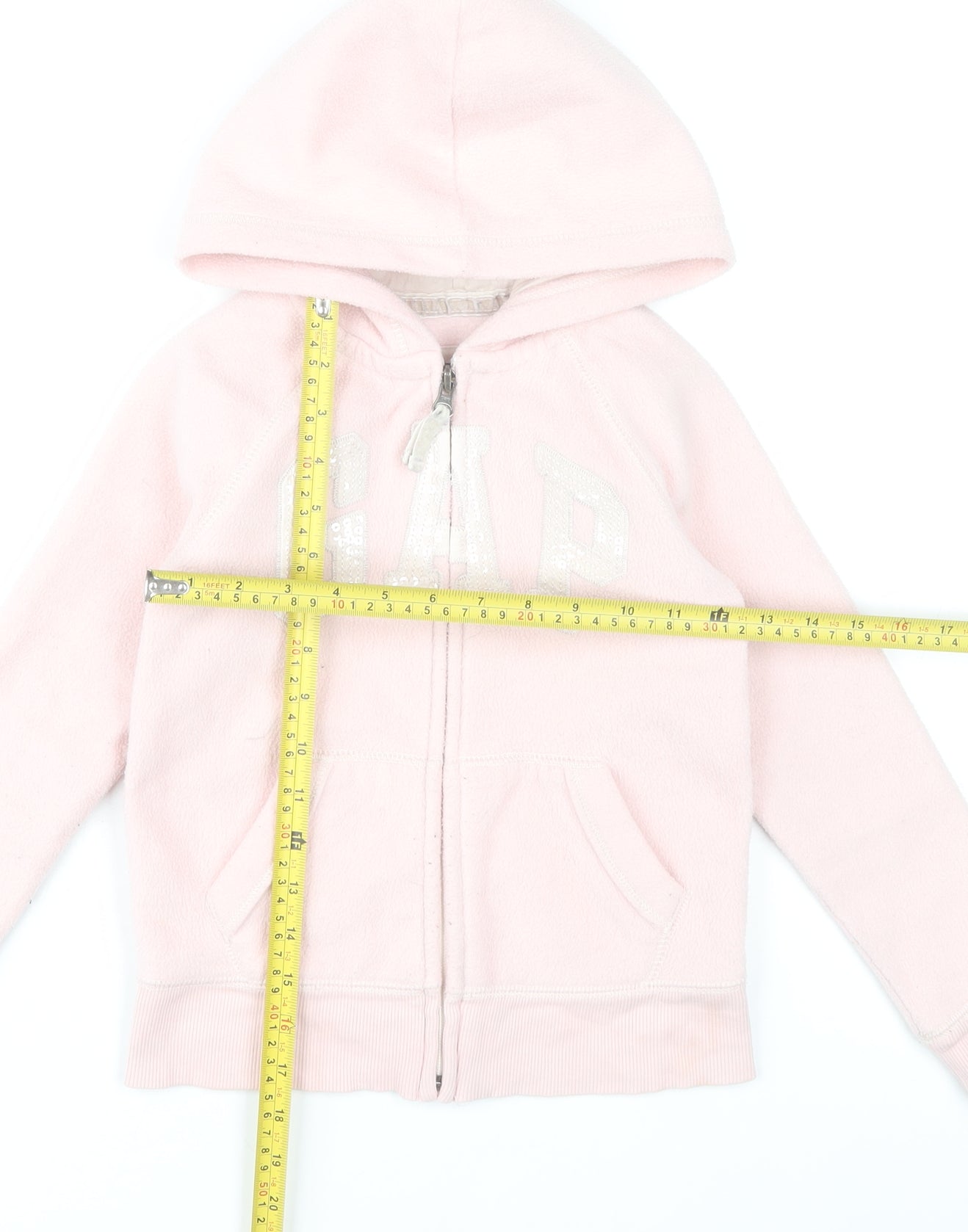 GAP Girls Pink Full Zip Fleece Hoodie 6-7 Years Glitter Logo
