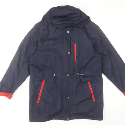 Classics Women's Blue Hooded Parka Jacket Size M Lined Polyester Coat