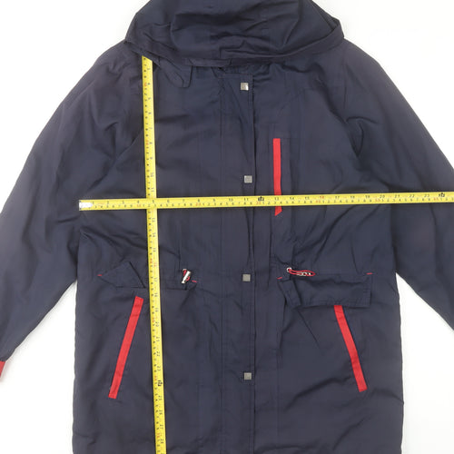 Classics Women's Blue Hooded Parka Jacket Size M Lined Polyester Coat