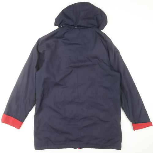 Classics Women's Blue Hooded Parka Jacket Size M Lined Polyester Coat