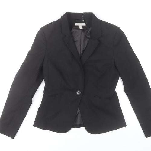 H&M Women's Black Tailored Notch Lapel Blazer Size 10