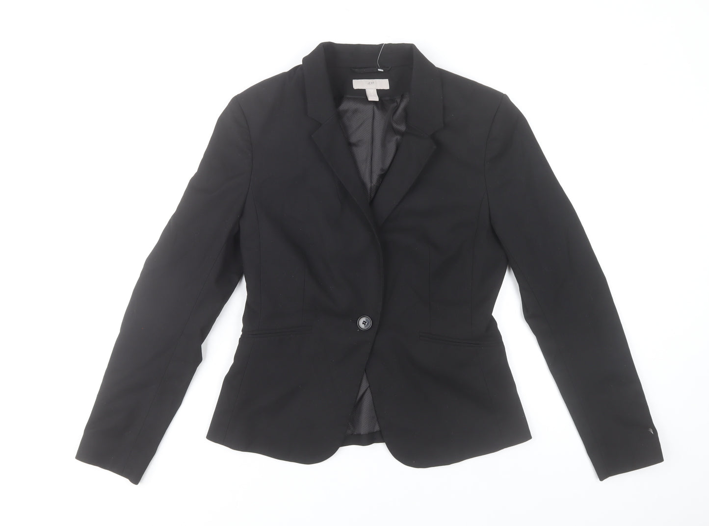 H&M Women's Black Tailored Notch Lapel Blazer Size 10