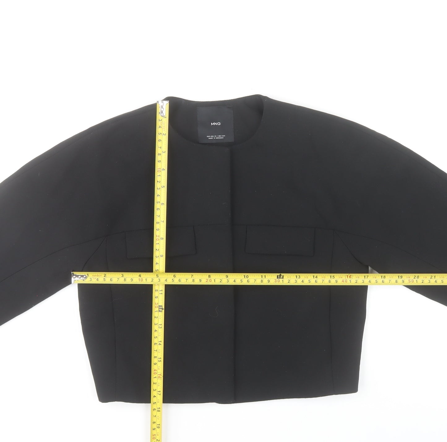 MNG Women's Black Cropped Basic Jacket XS Regular Fit