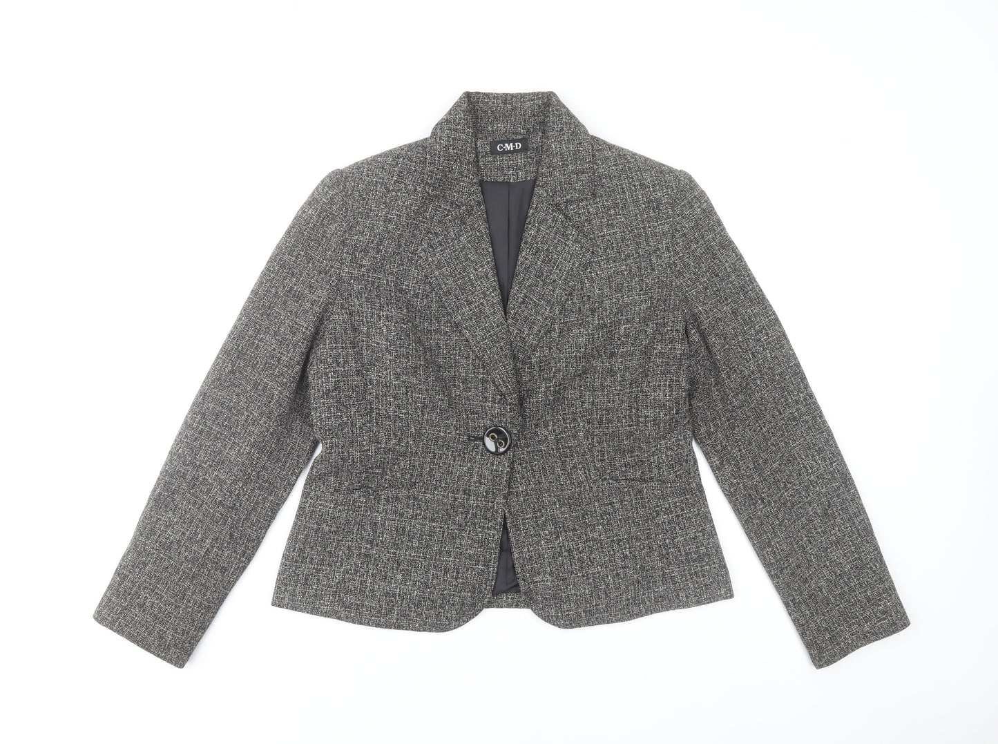 CMD Women's Grey Checked Blazer Size 12 Smart Work Jacket