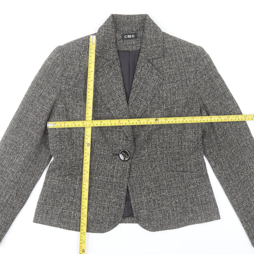 CMD Women's Grey Checked Blazer Size 12 Smart Work Jacket